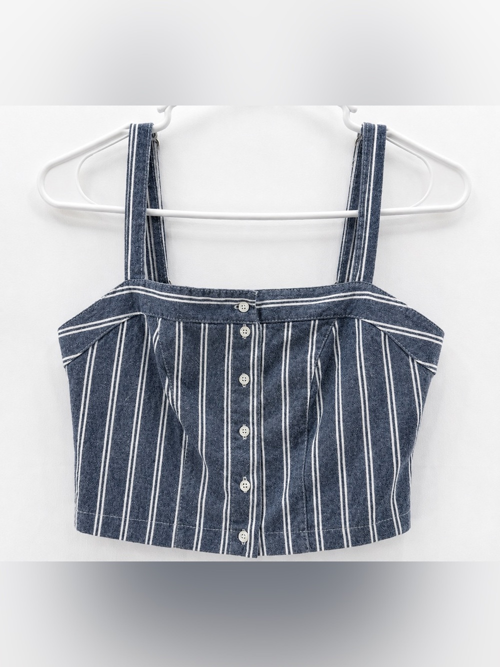 Brandy Melville Astrid Striped Button-Front Cropped Tank Top